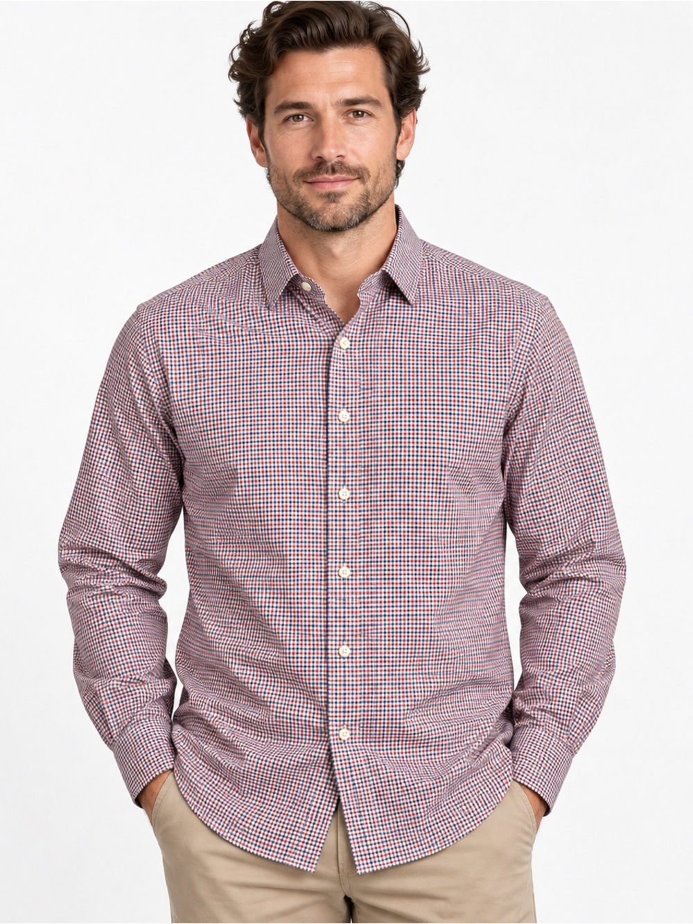 Polo Ralph Lauren Regent Shirt Mens 17.5 XL Red Blue Check Classic Fit Preppy